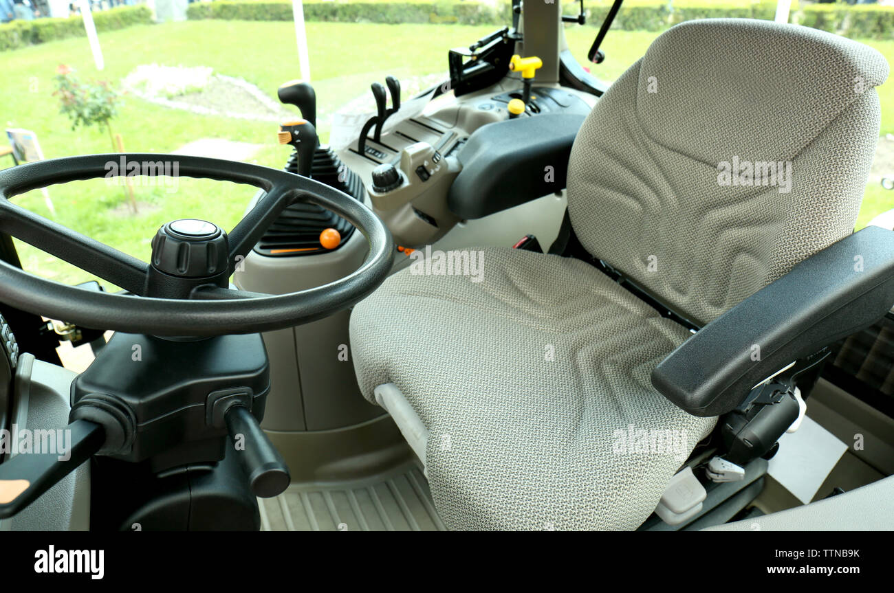 Modern tractor cabin interior Stock Photo Alamy