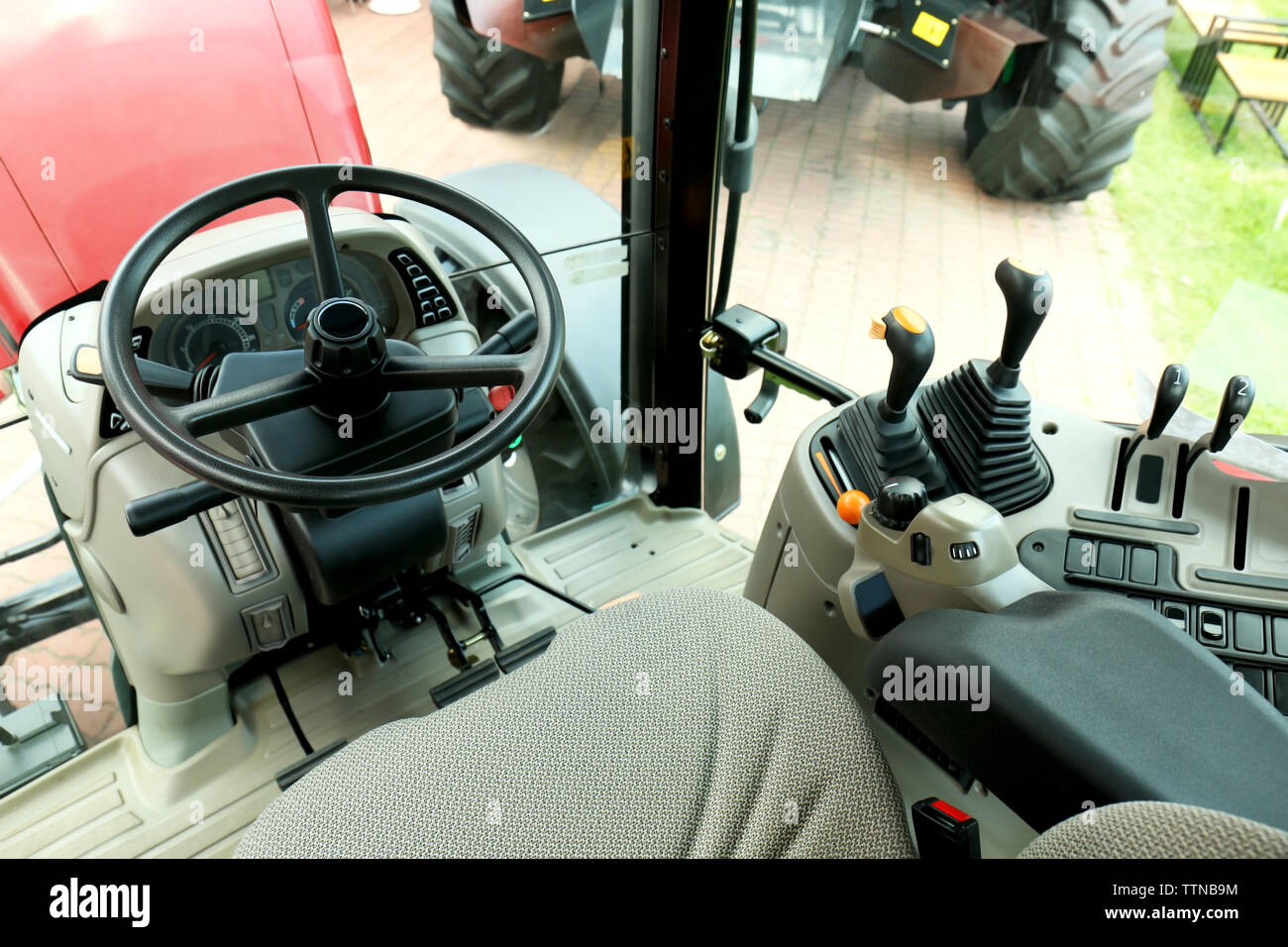 Modern tractor cabin interior Stock Photo - Alamy