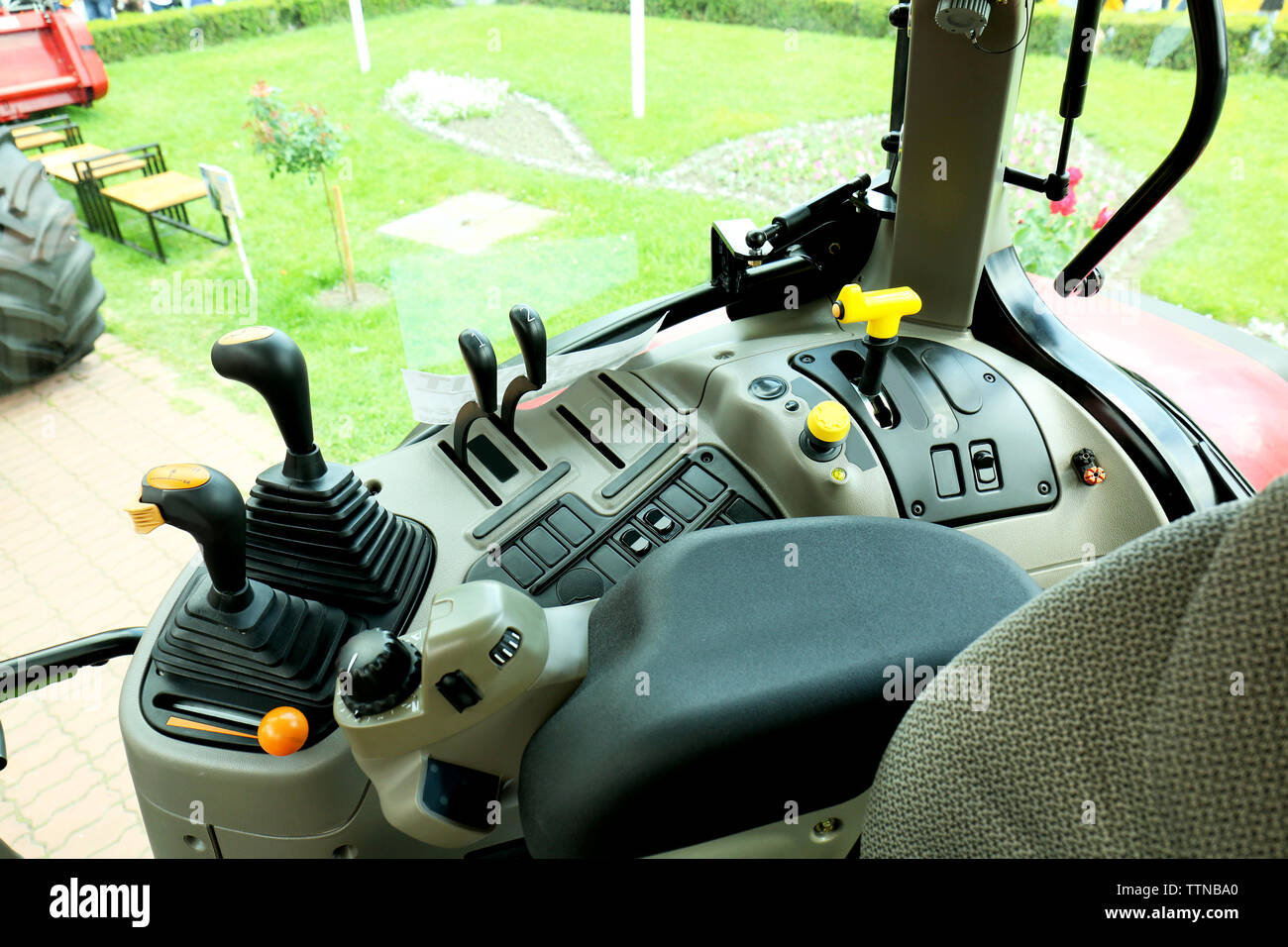 Modern tractor cabin interior Stock Photo Alamy