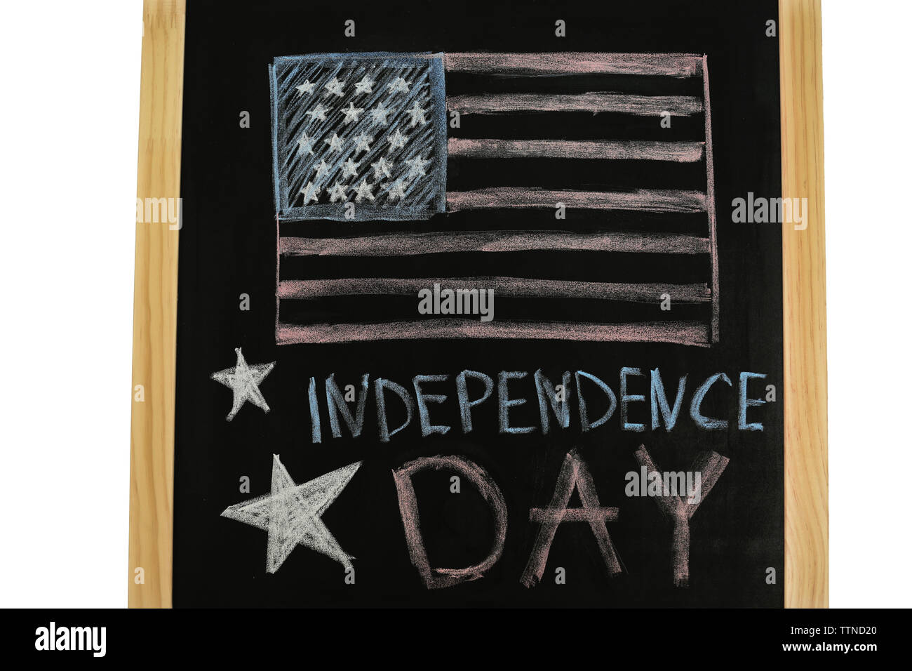 Child's chalk drawing of American flag on blackboard Stock Photo Alamy