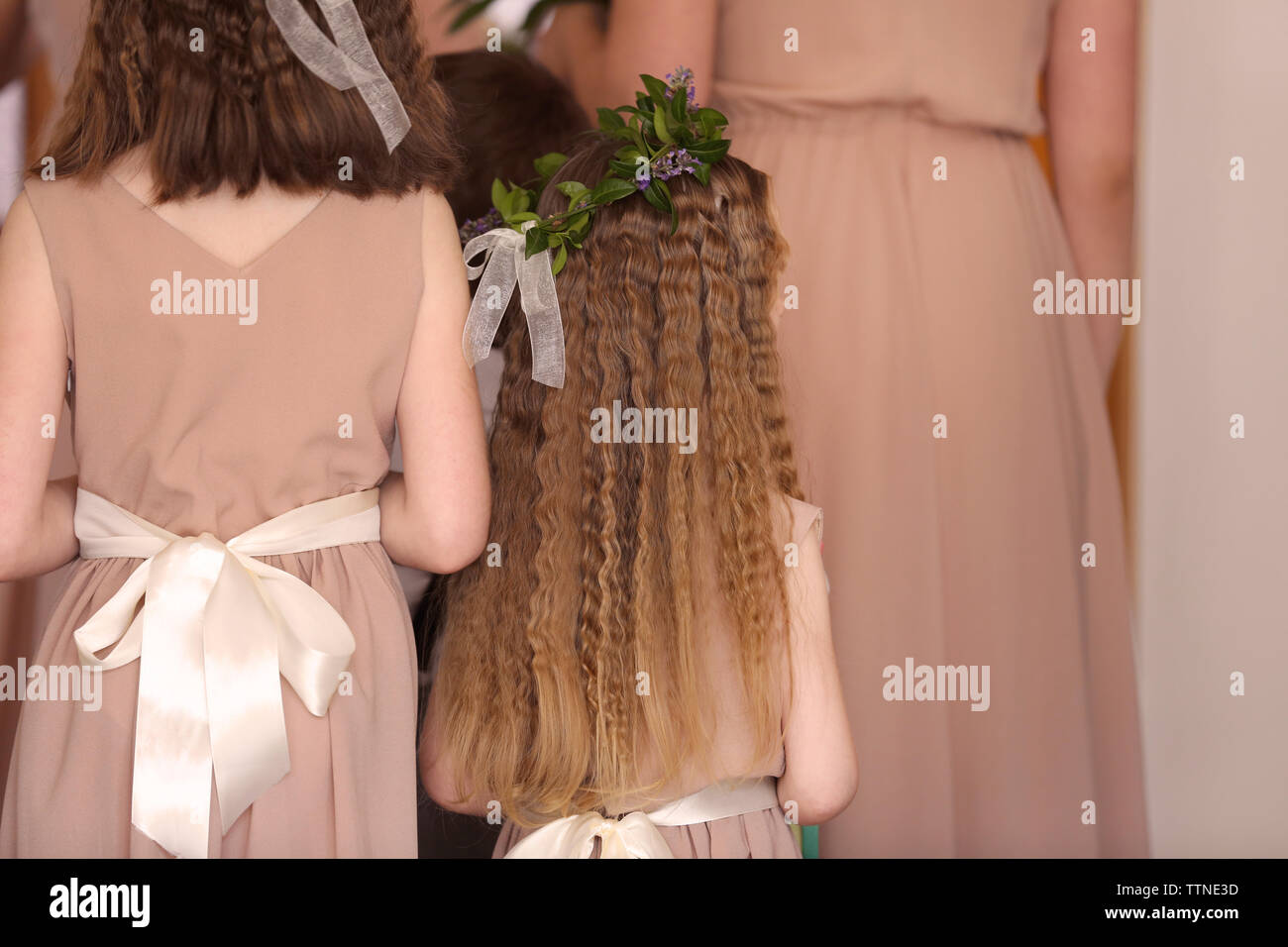 Cute Little Girls On Wedding Ceremony Stock Photo 256168961 Alamy