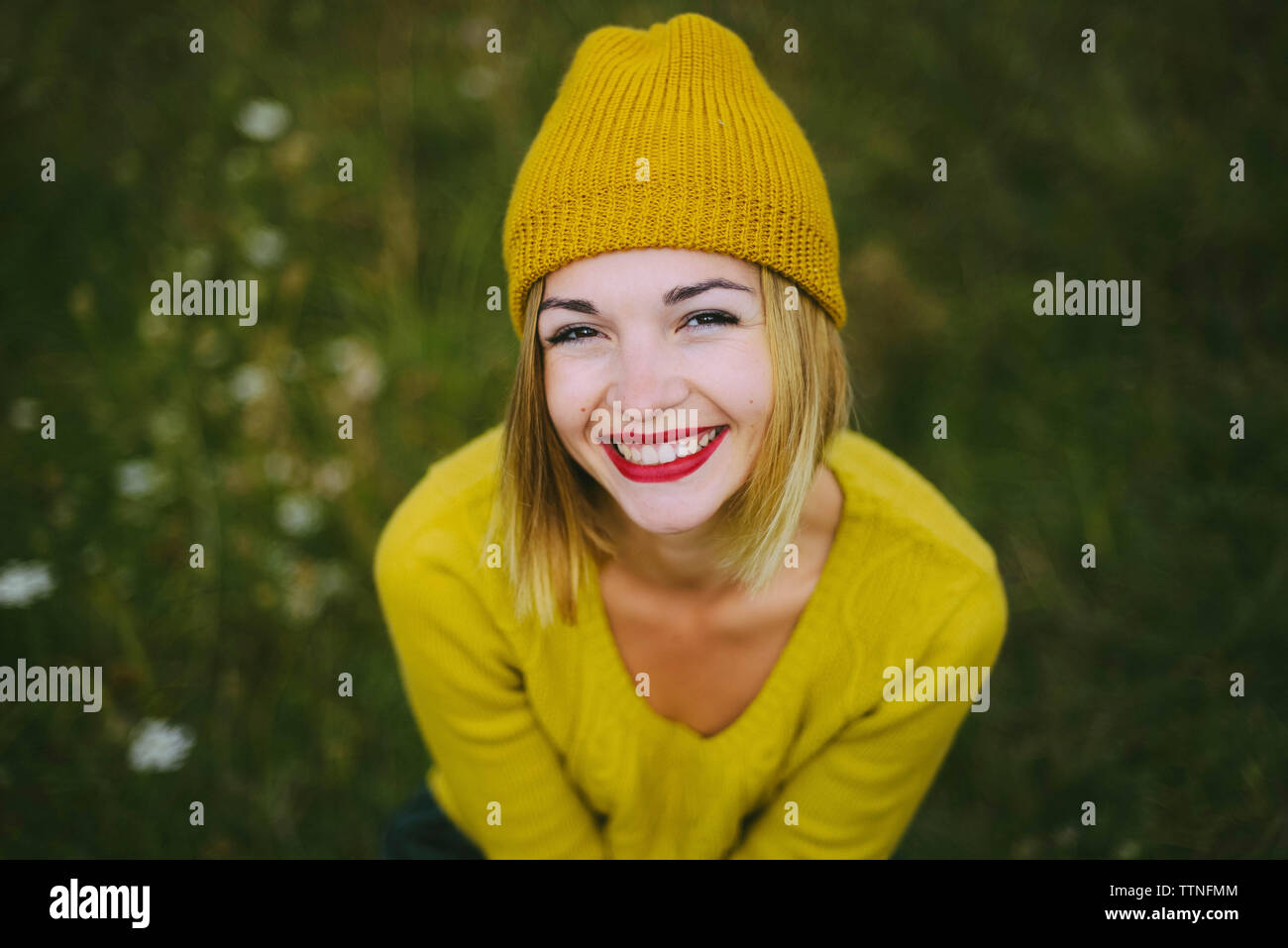 Young woman smiling lipstick hi-res stock photography and images - Alamy