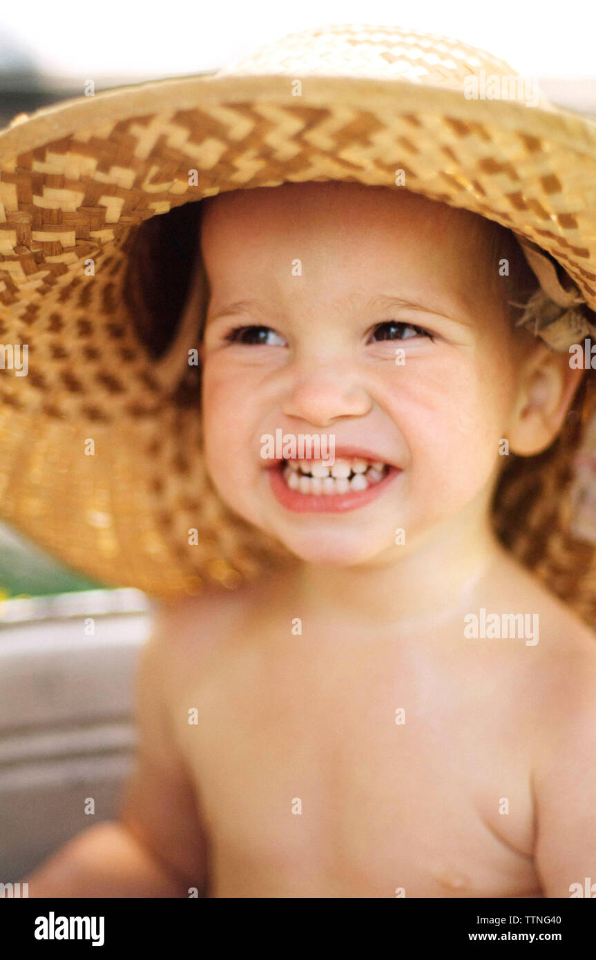 Baby taking a bath out in the yard on a summer Stock Photo Alamy