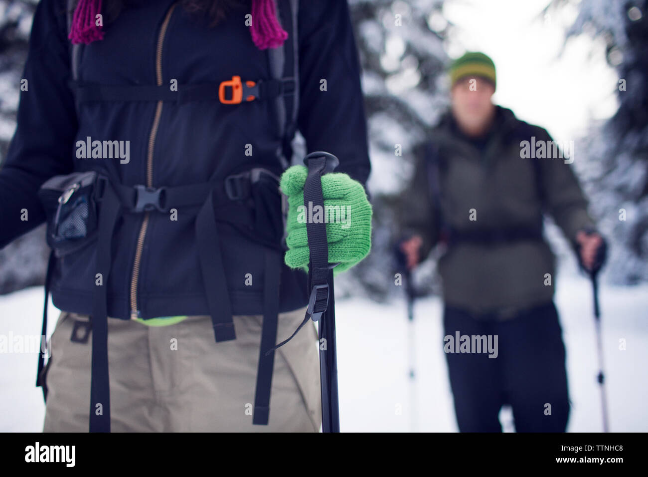 Couple holding hiking poles hi-res stock photography and images - Alamy