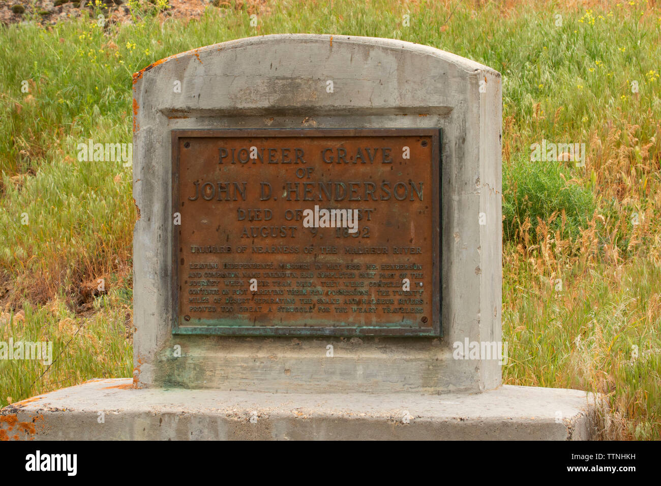 Henderson grave plaque, Keeney Pass Historic District, Oregon Trail National Historic Trail