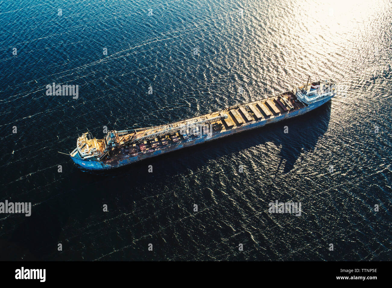 Aerial view of container ship on Escanaba River Stock Photo - Alamy