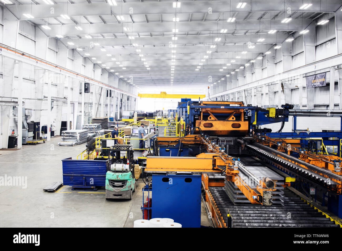 High angle view of machineries in storage room Stock Photo