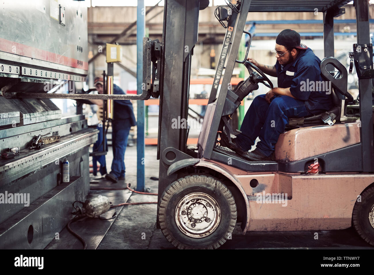 workers working at steel industry Stock Photo