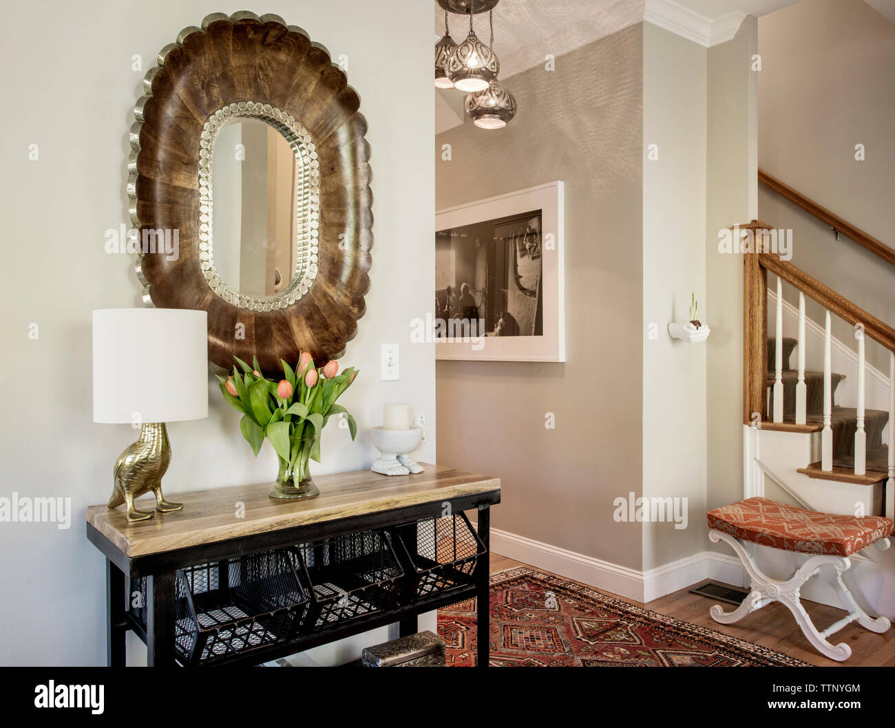 Mirror over table at home Stock Photo Alamy