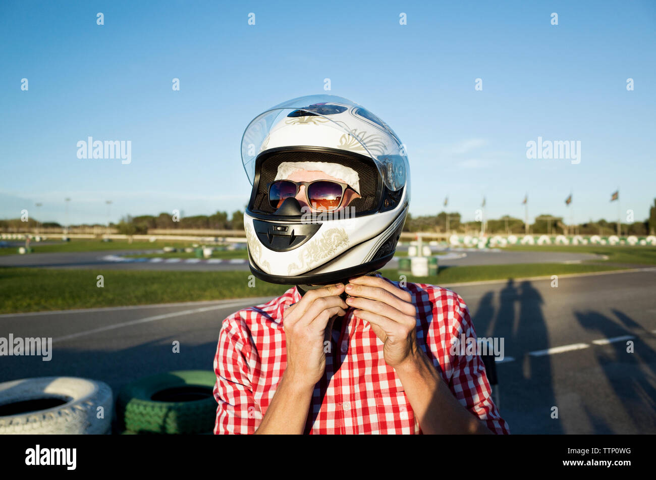 Man with helmet hi-res stock photography and images - Alamy