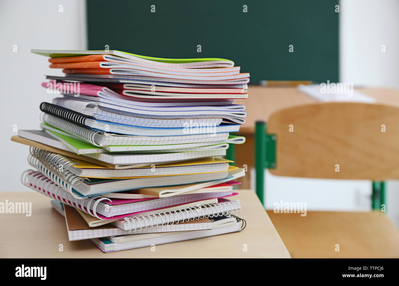 Stacked school notebooks closeup Stock Photo Alamy