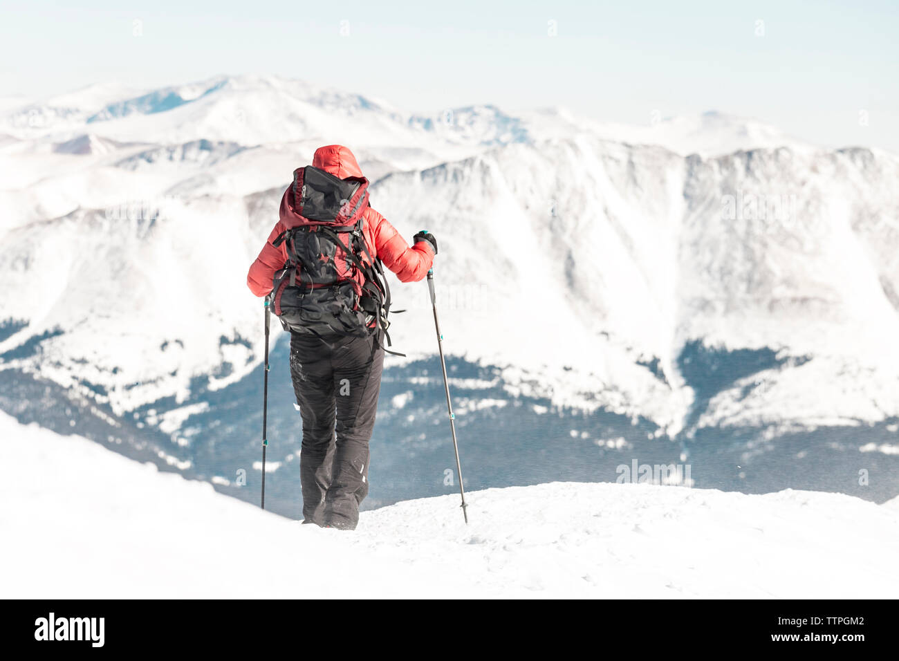 Female hiker backpack poles hi-res stock photography and images - Alamy
