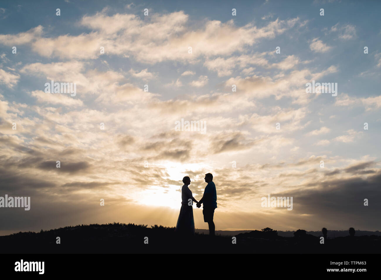 Couple holding hands silhouette hi-res stock photography and images - Alamy