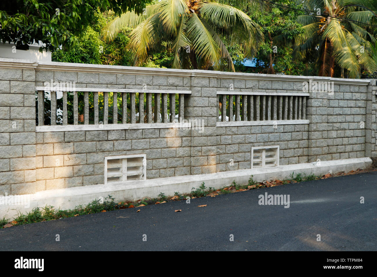 square hard stone bricks wall Stock Photo