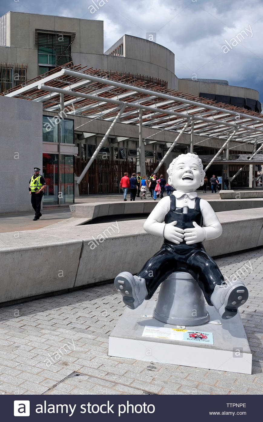 Oor Wullie sculpture, Oor Classic, outside the Scottish parliament, Edinburgh, Scotland Stock Photo