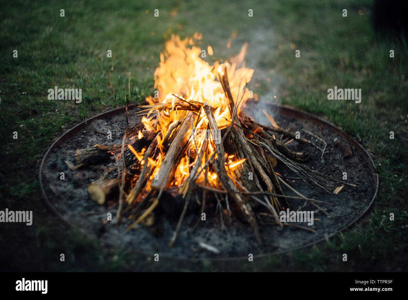 Fire Pit On Field Stock Photo 256197971 Alamy