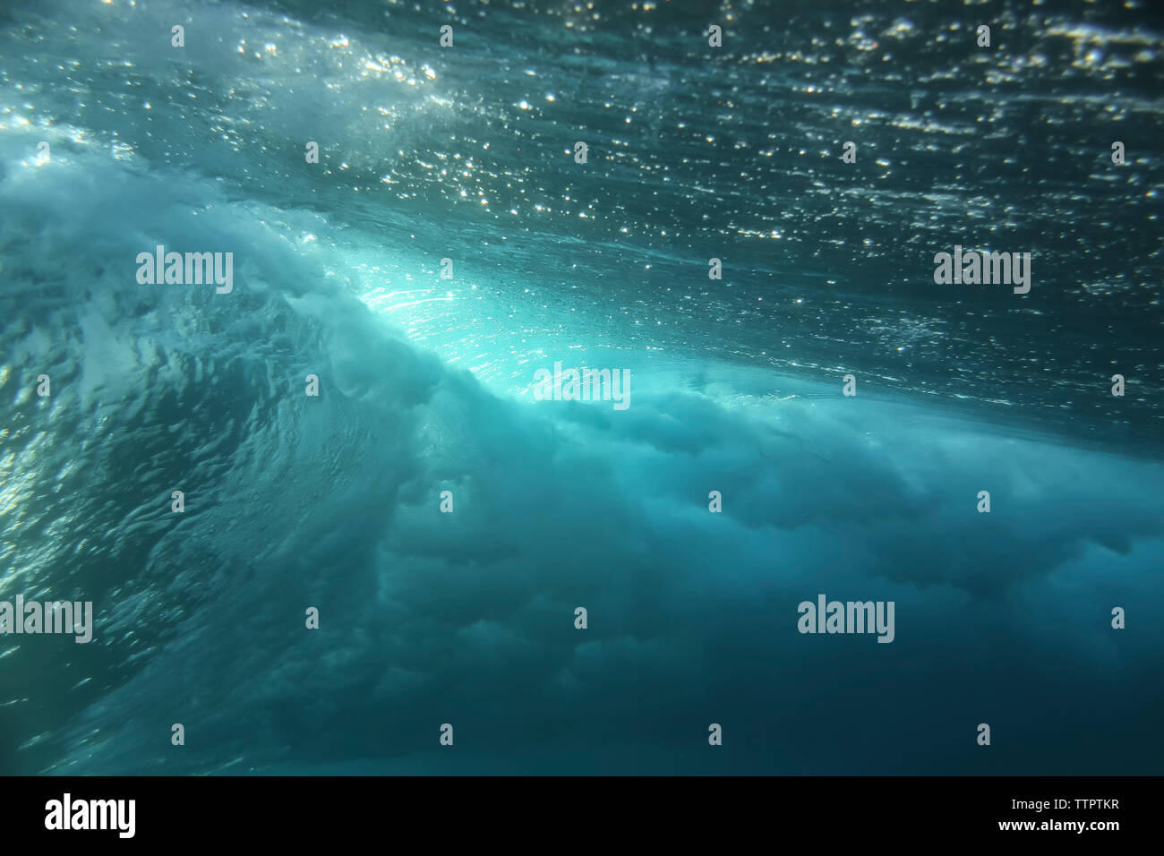 Waves breaking undersea at Maldives Stock Photo