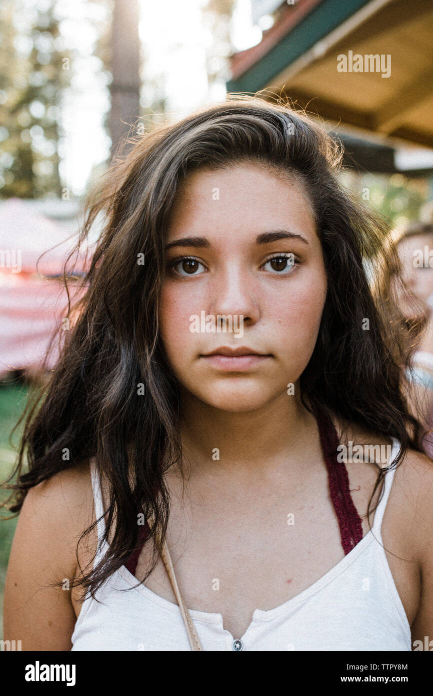 Close-up portrait of teenage girl with long hair Stock Photo - Alamy