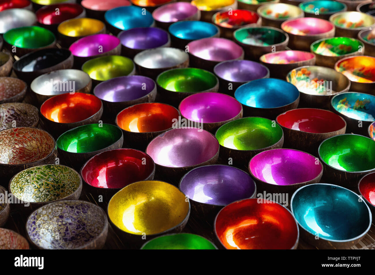 Small bowls for sale at the market, Bac Ha, Lao Cai Province, Vietnam, Asia, Stock Photo