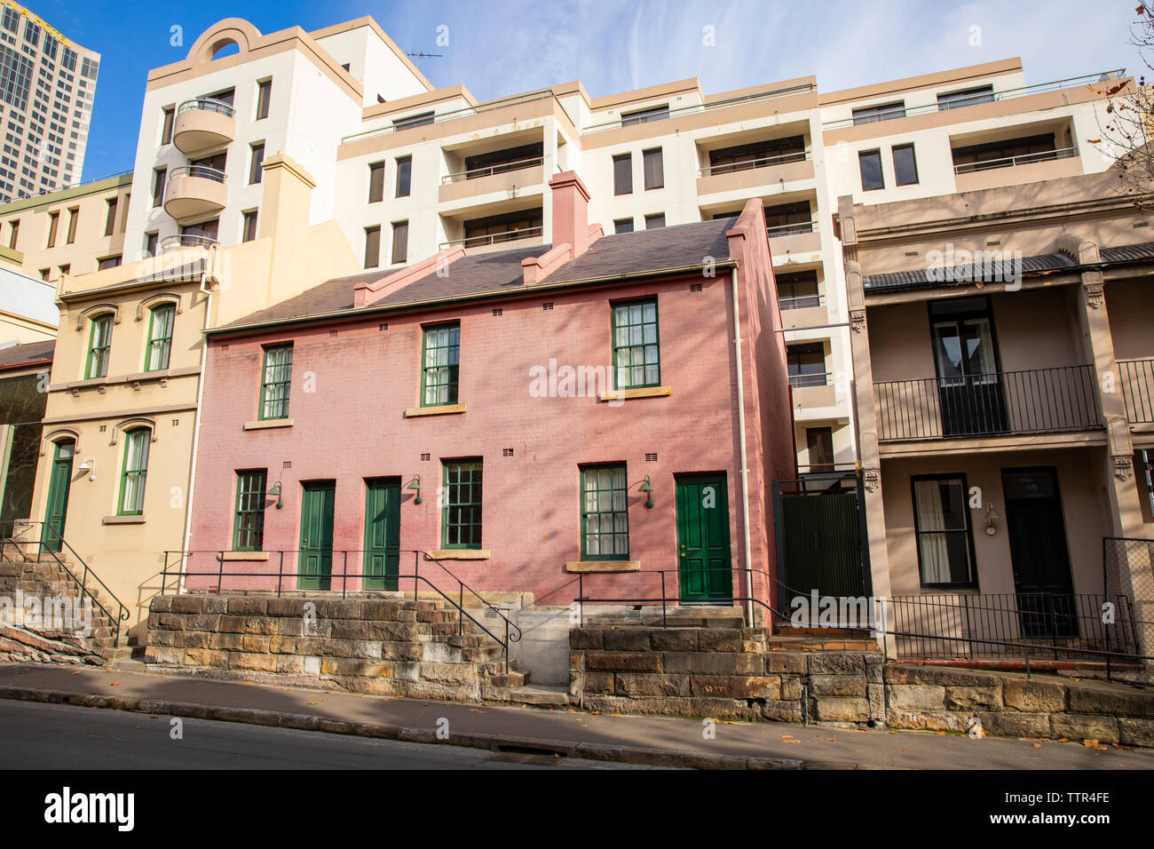 Historic heritage buildings on harrington street in the Rocks area of Sydney  city centre,Australia Stock Photo - Alamy
