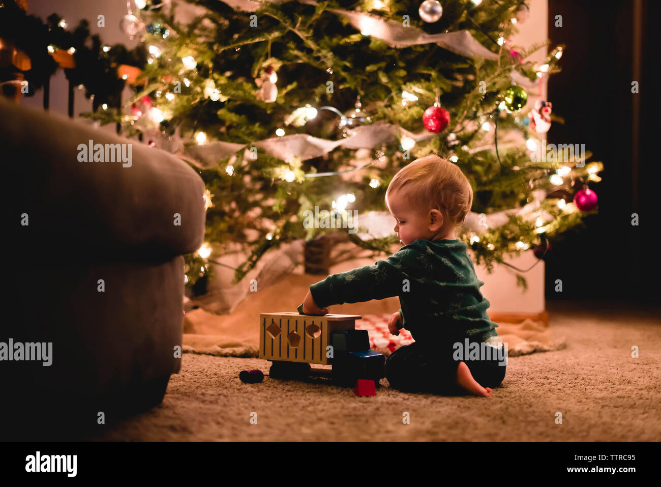 toy truck with christmas tree