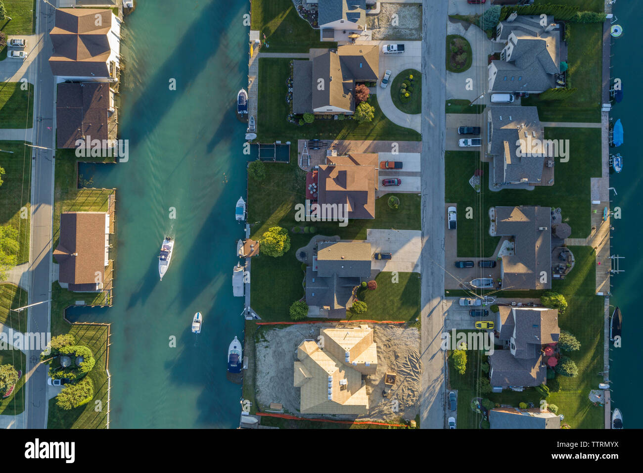 Housing along St. Clair River, Anchor Bay, Michigan Stock Photo Alamy