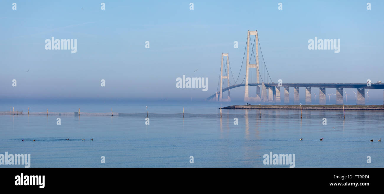 StorebÃ¦lt 18km long bridge linking eastern & western Denmark Stock Photo