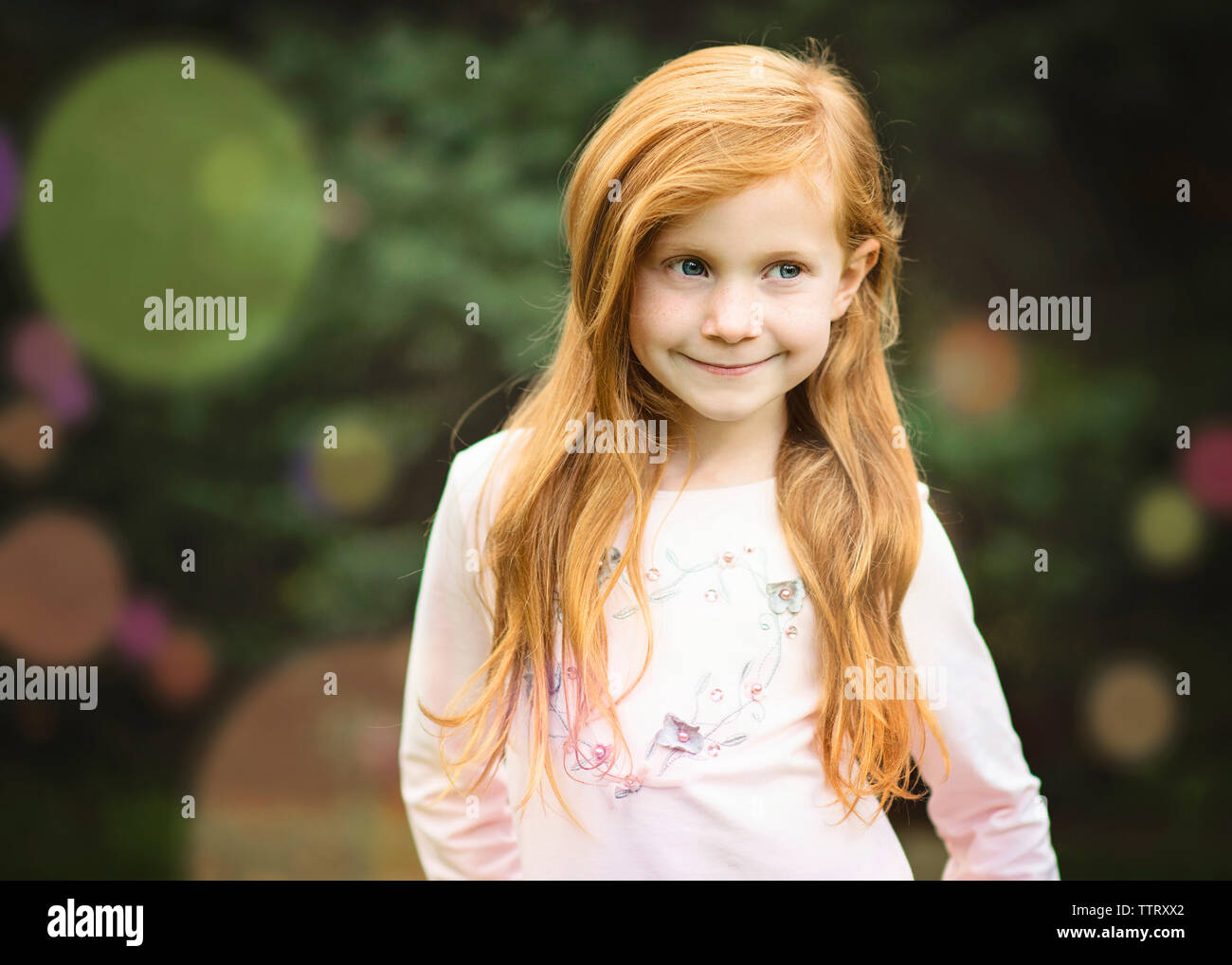 Happy girl long blond hair hi-res stock photography and images - Alamy