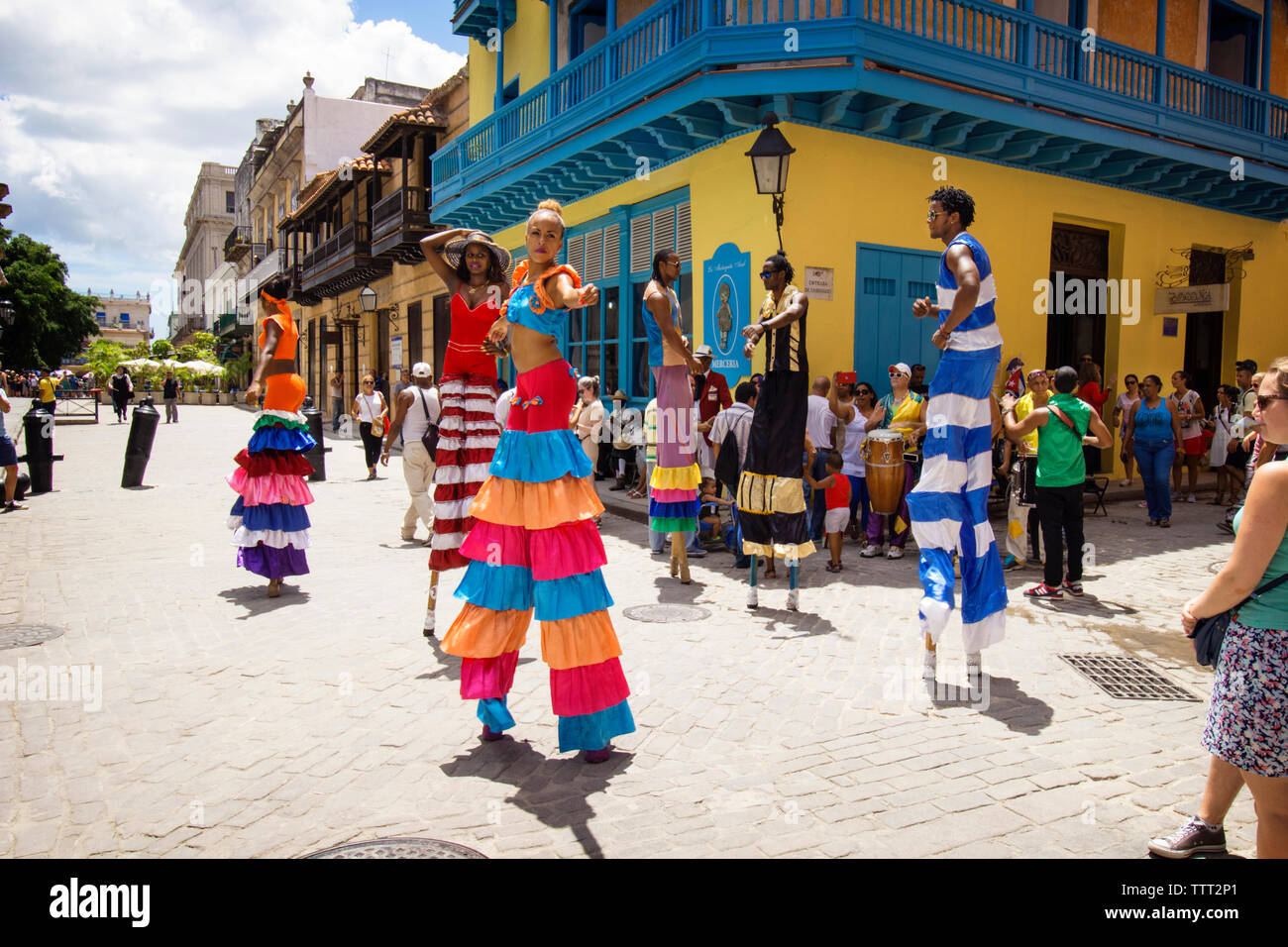 Stilt dancers performing on street Stock Photo Alamy