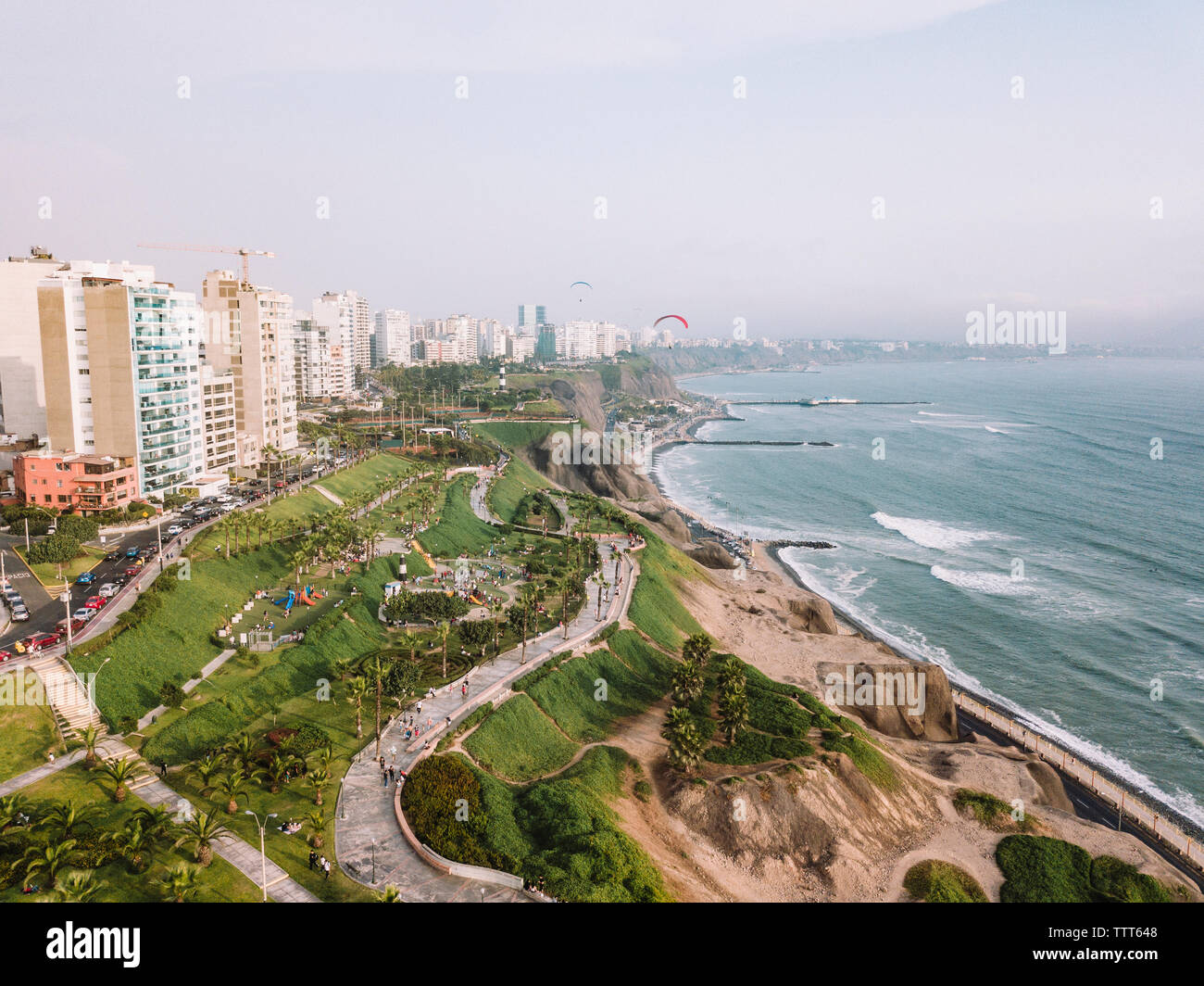 Aerial view of Costa Verde coastline, Lima, Peru Stock Photo