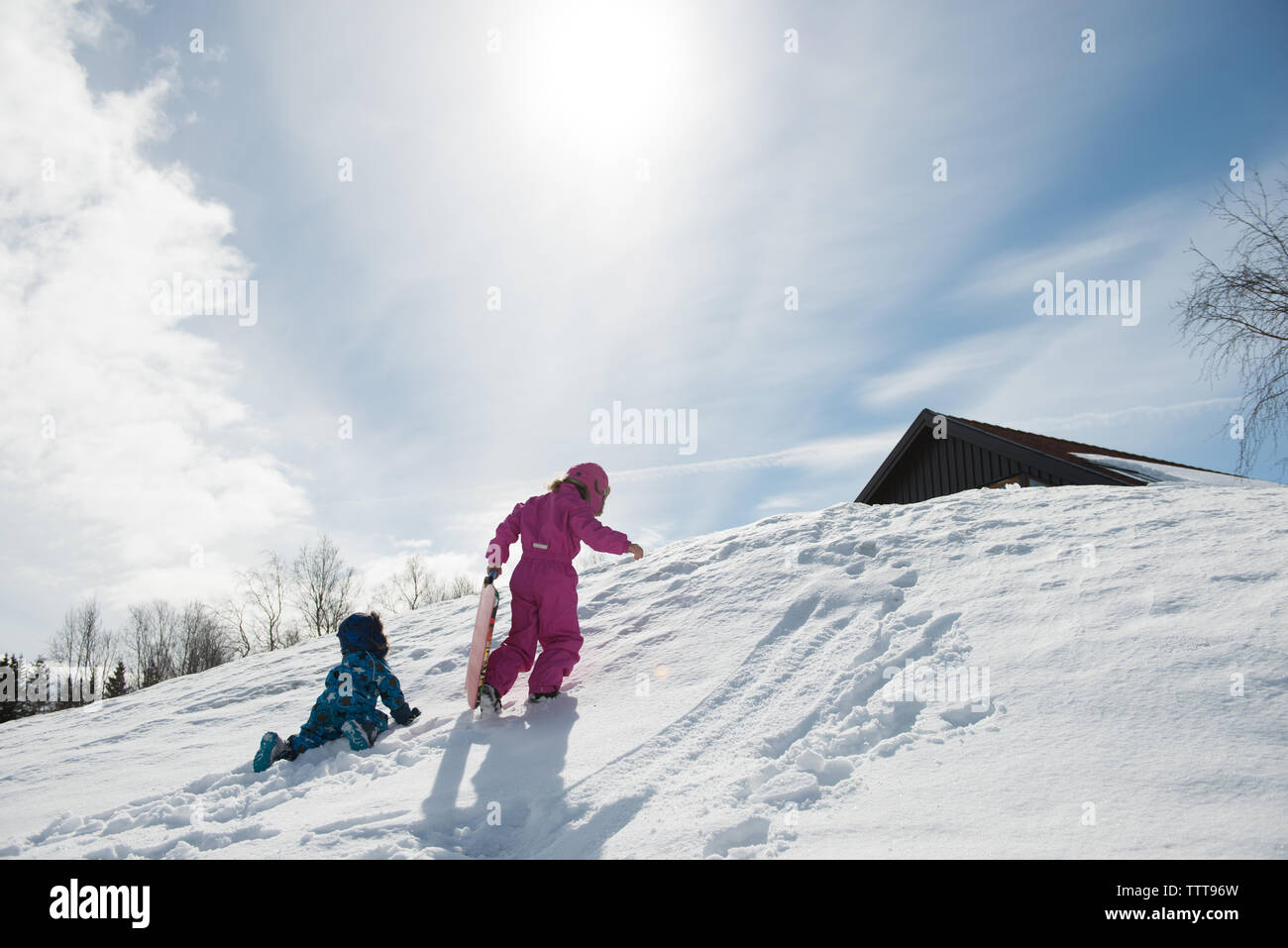 Girl walking in snowy forest hi-res stock photography and images - Alamy