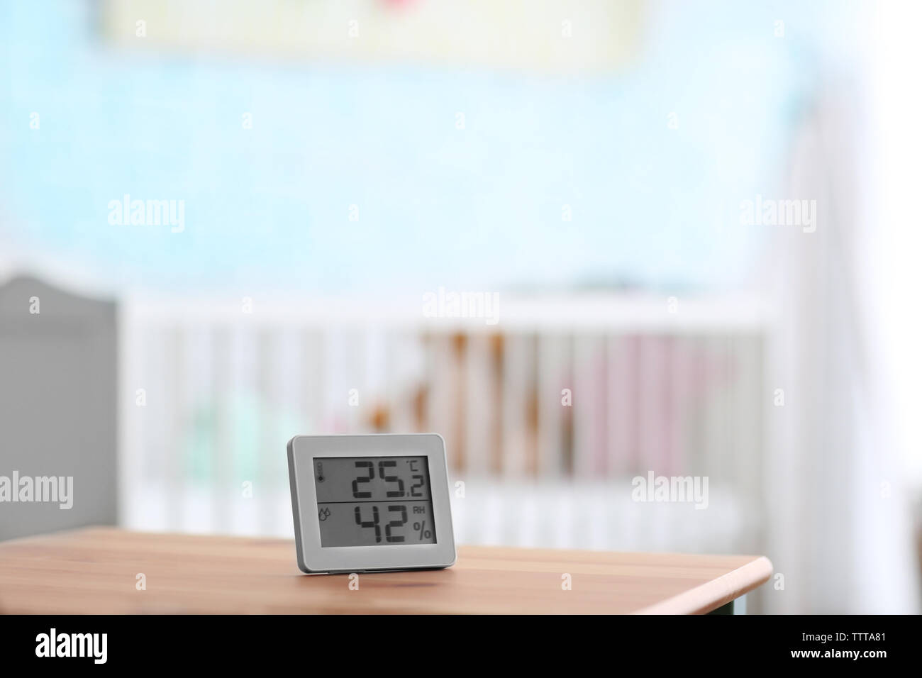 Digital temperature and humidity control in baby room Stock Photo Digital temperature and humidity control in baby room Stock Photo