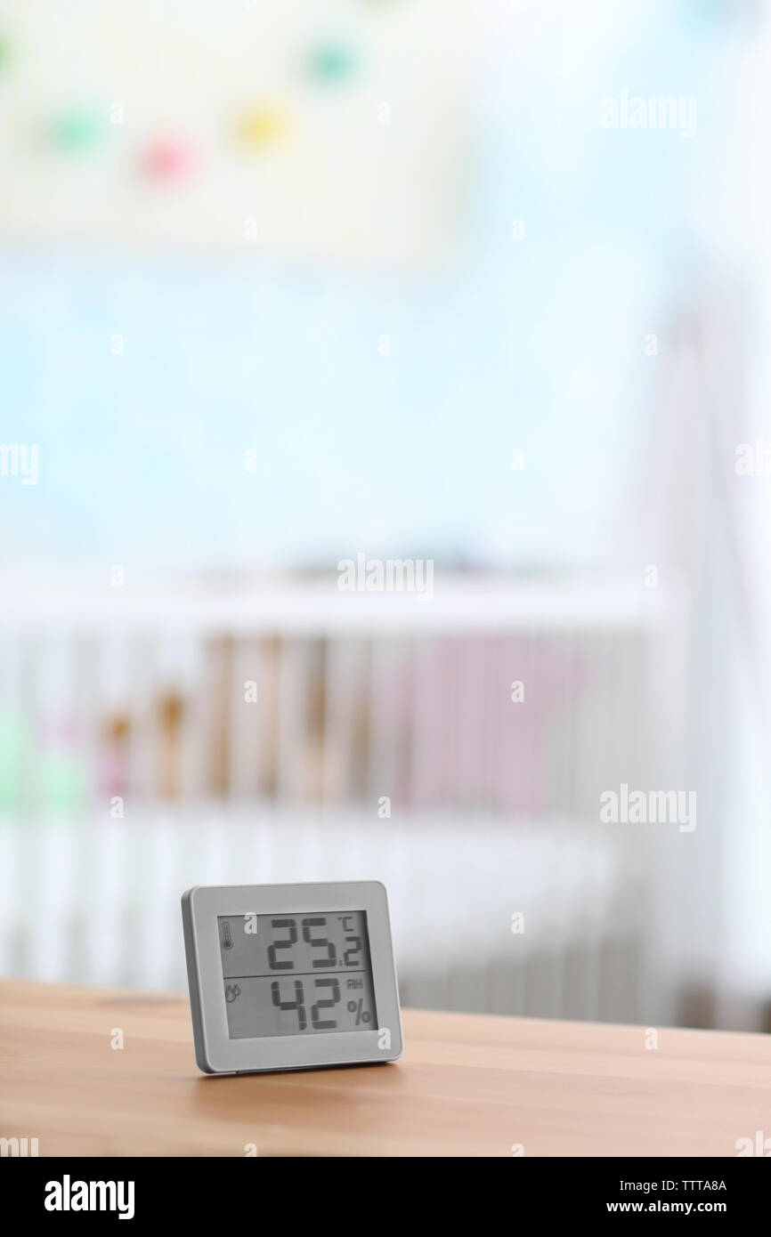 Digital temperature and humidity control in baby room Stock Photo Digital temperature and humidity control in baby room Stock Photo