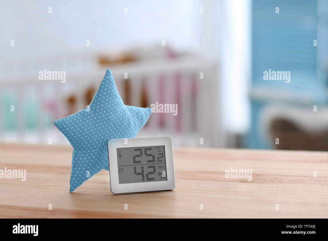 Digital temperature and humidity control in baby room Stock Photo Digital temperature and humidity control in baby room Stock Photo