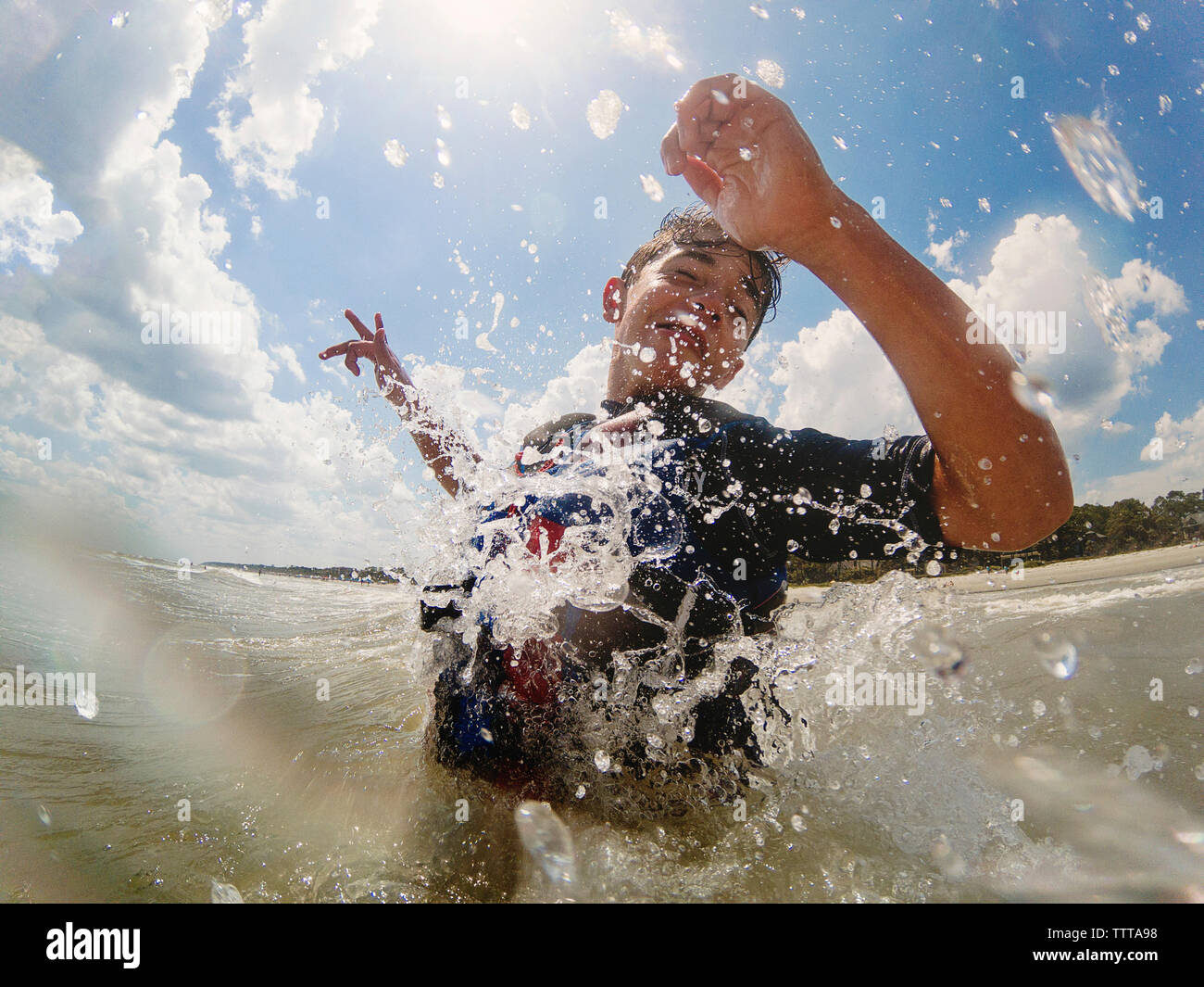 Boy swimming in the sea hi-res stock photography and images - Alamy