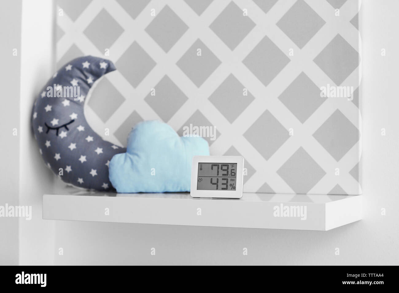 Digital temperature and humidity control in baby room Stock Photo Alamy