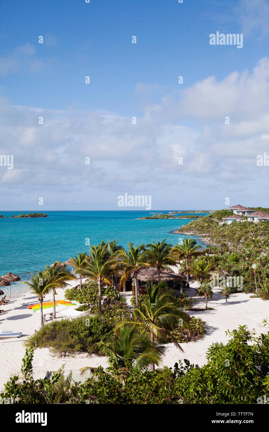 EXUMA, Bahamas. Private beach at the Fowl Cay Resort. Stock Photo