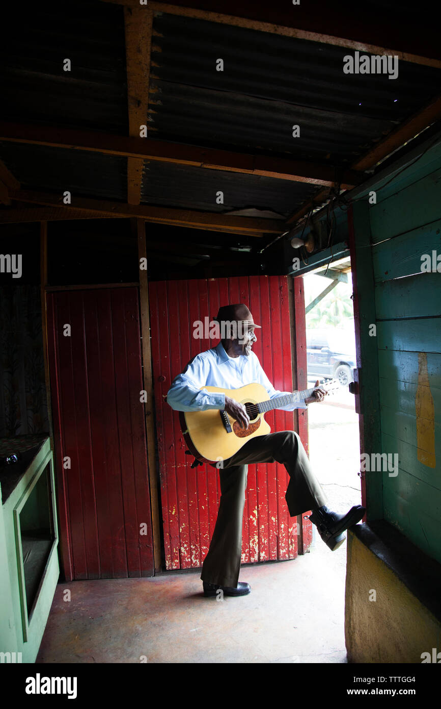 JAMAICA, Port Antonio. Albert Minott of the Mento band, The Jolly Boys