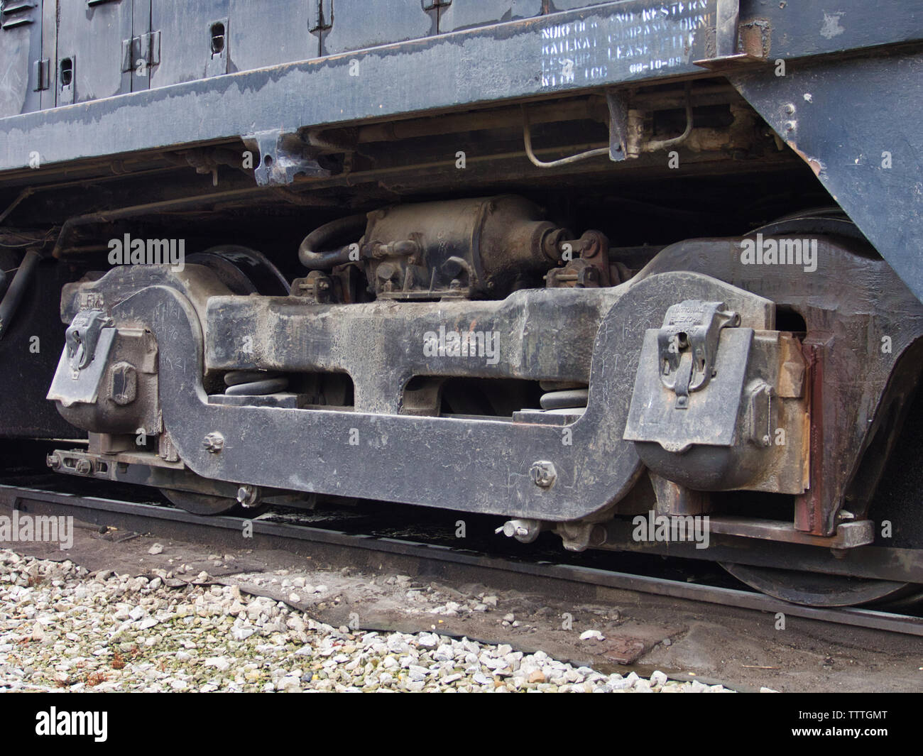 Switcher Engine wheel carriage detail of a GM switcher engine Stock Photo - Alamy