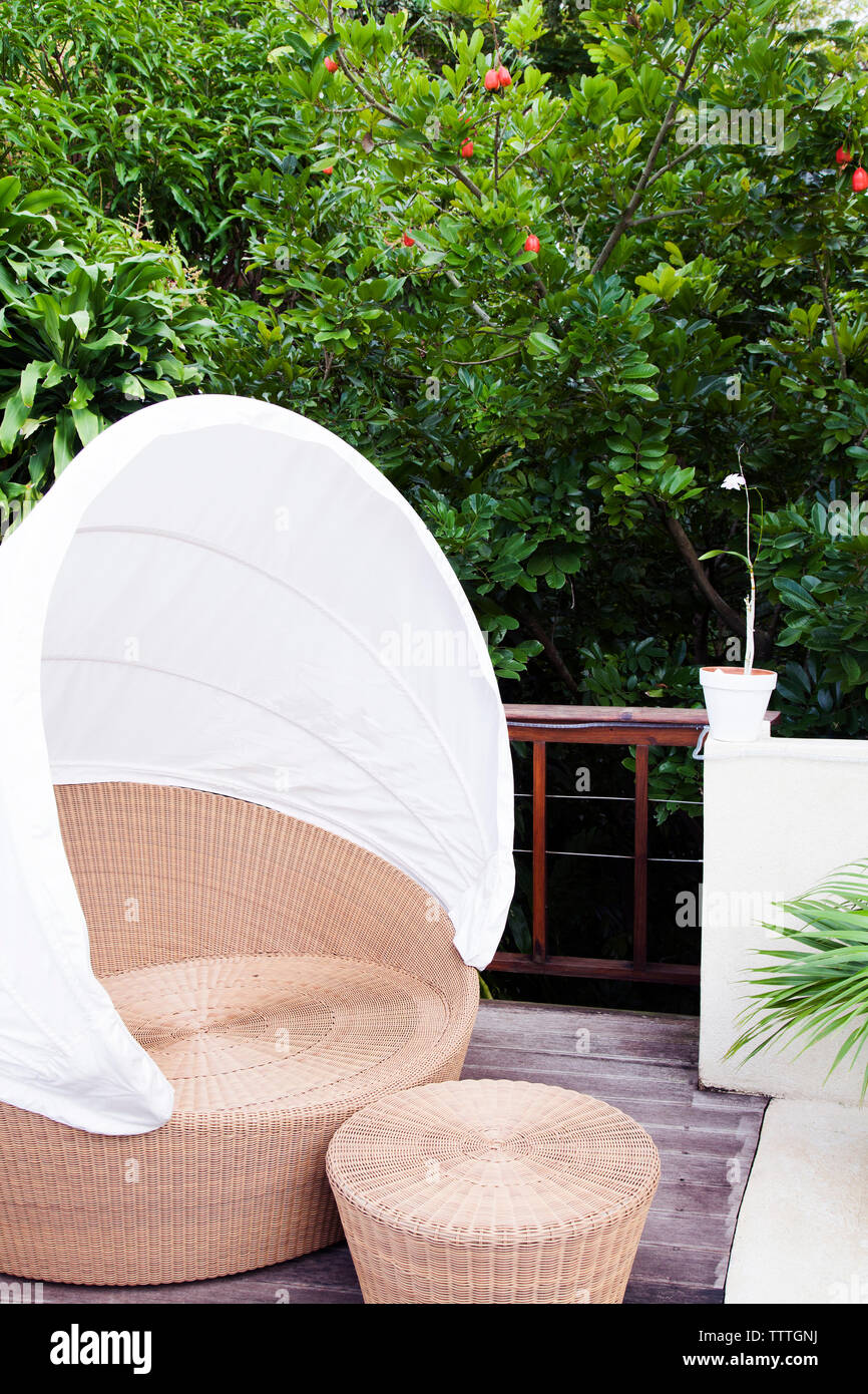 JAMAICA, Port Antonio. Lounge chair at the Geejam Hotel Stock Photo Alamy