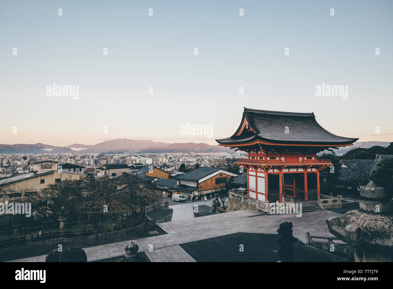 Kiyomizu-dera temple against sky in town Stock Photo