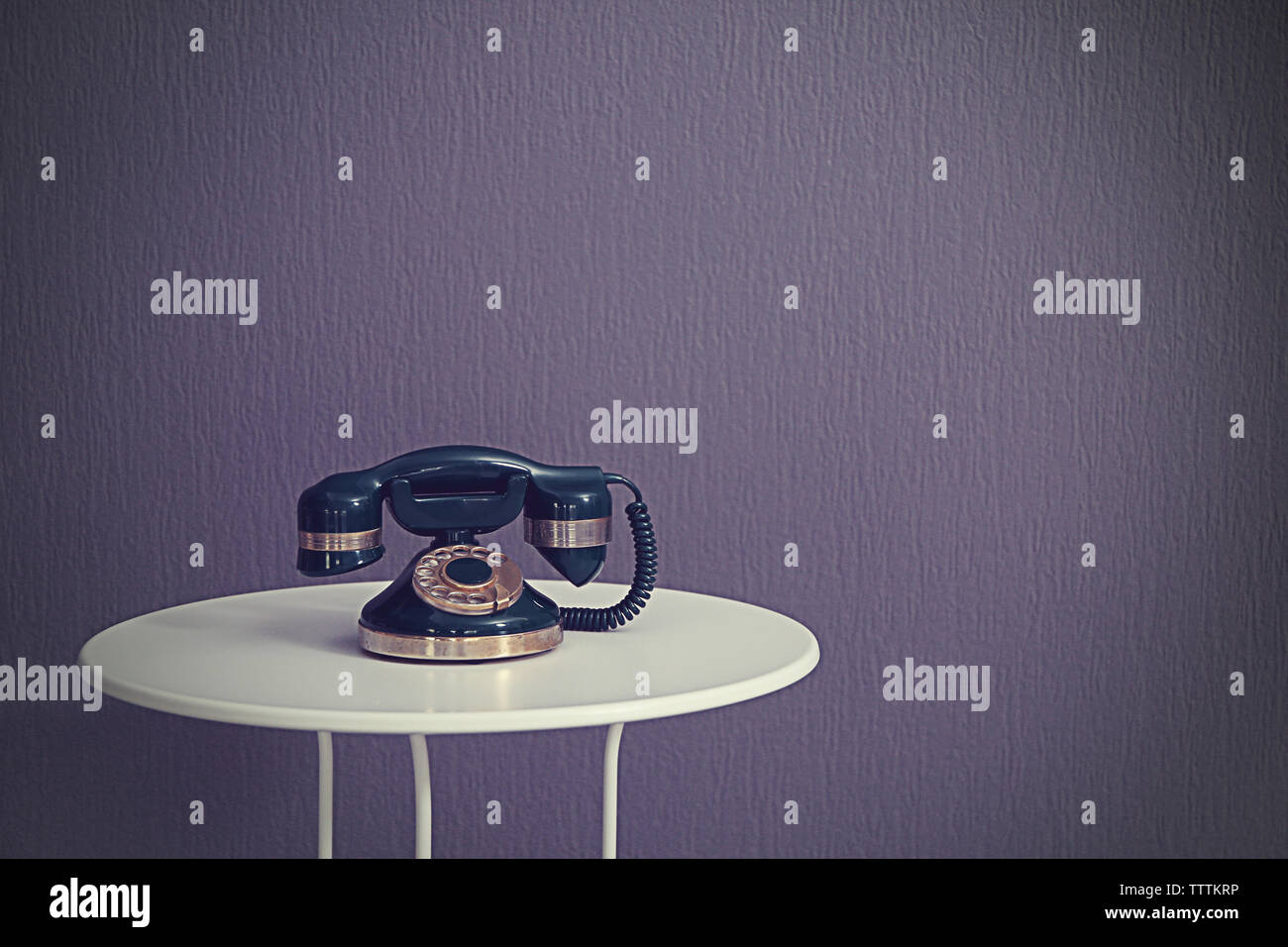 Vintage telephone in interior Stock Photo - Alamy