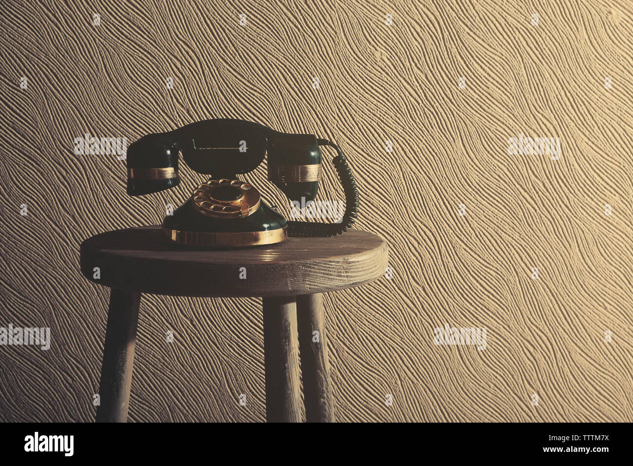 Vintage telephone in interior Stock Photo - Alamy
