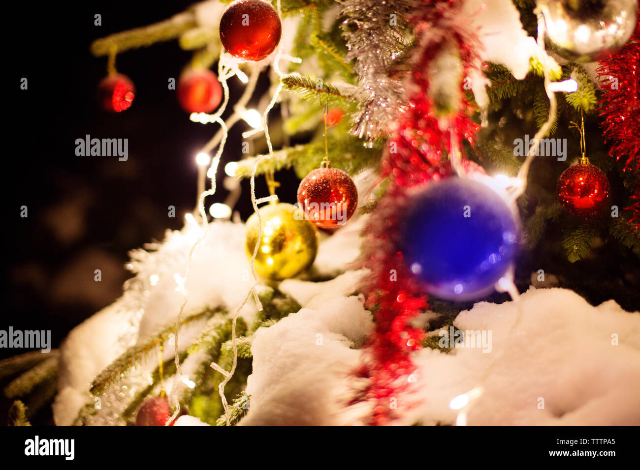 Close-up of decorated christmas tree Stock Photo