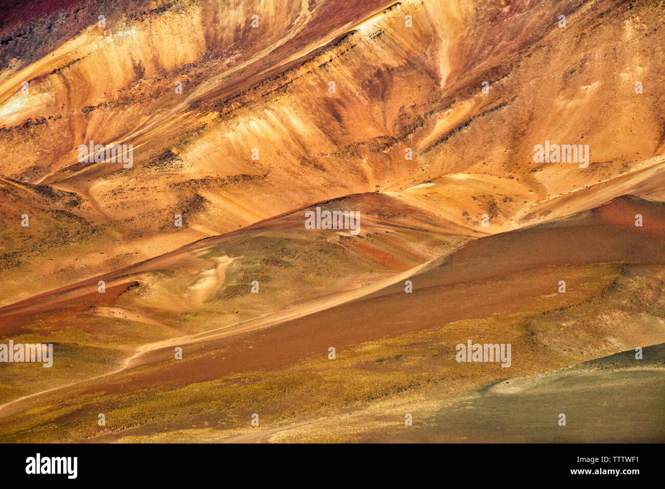 Multicolor texture of the Andes Mountain, Potosi Department, Bolivia Stock Photo