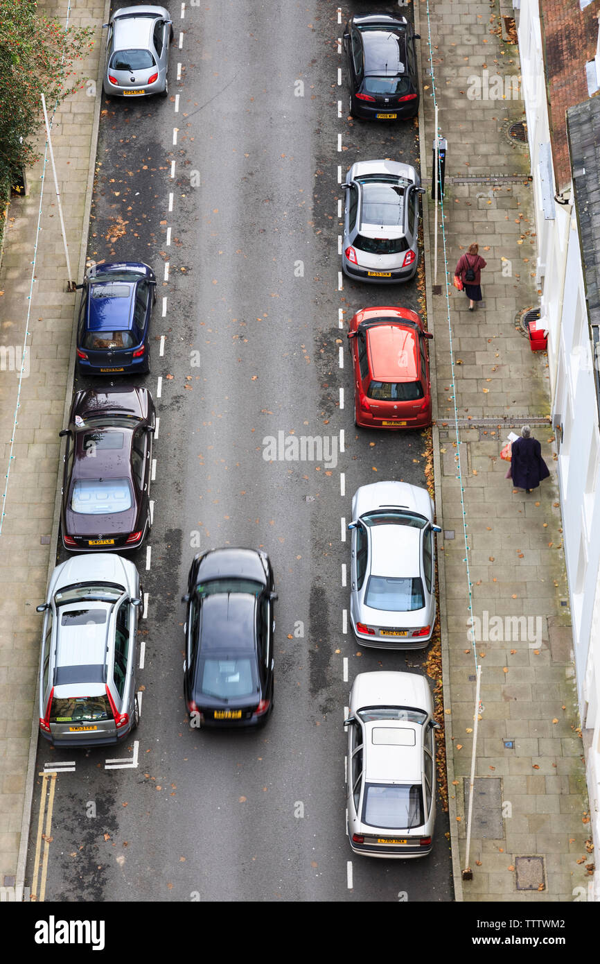 Arial view of oneway street Stock Photo