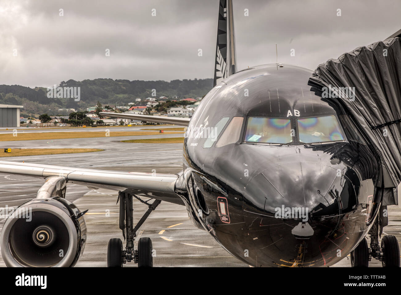 Airbus at gate Stock Photo