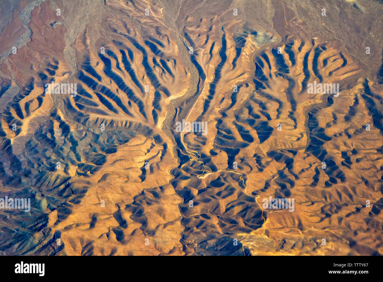 Aerial view of land pattern on Atacama Desert, Chile Stock Photo
