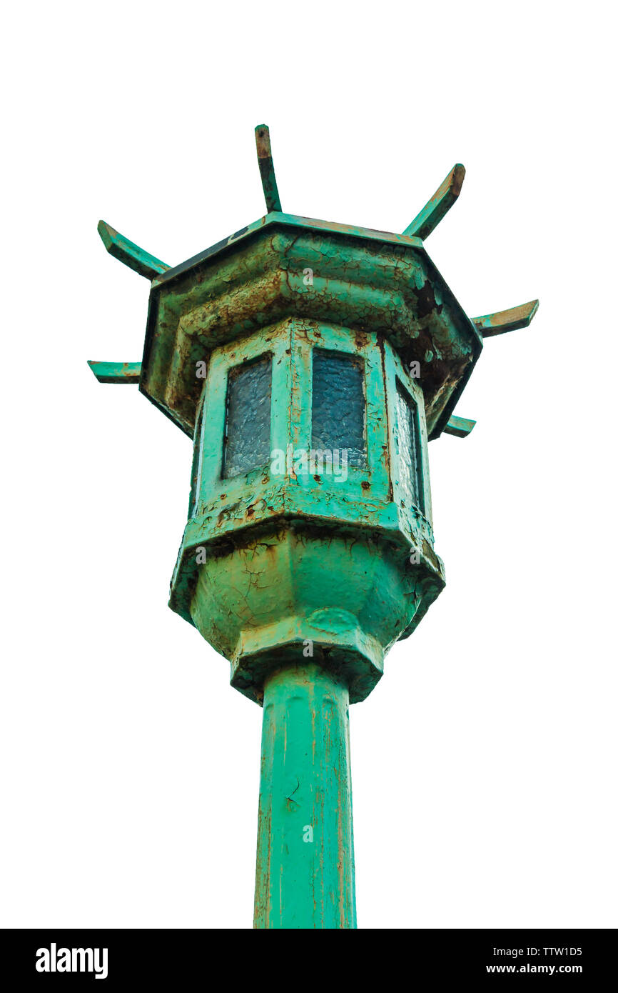 Old traditional lamp post isolate on white Stock Photo - Alamy