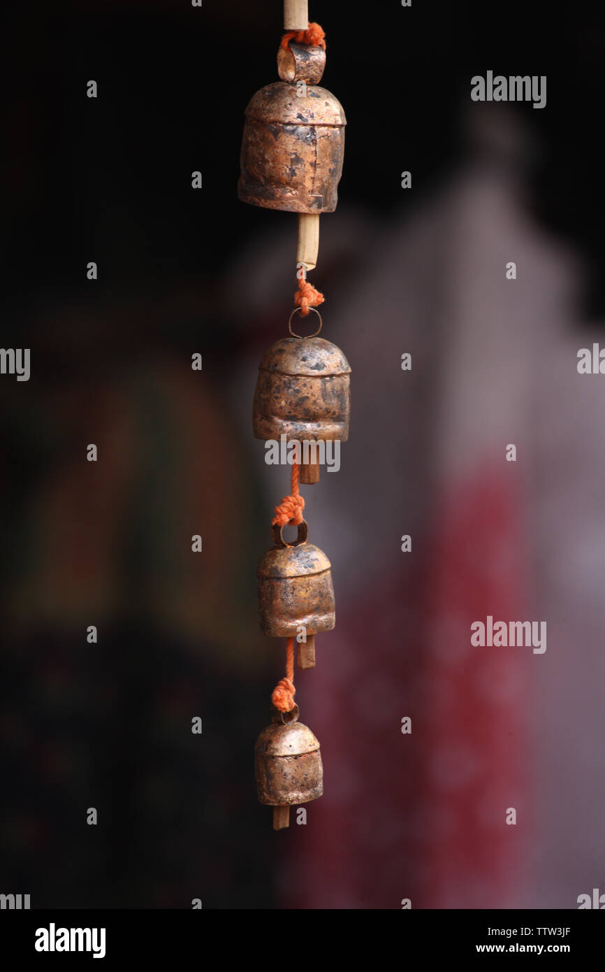 Close up of a wind chime, Dilli Haat, New Delhi, India Stock Photo